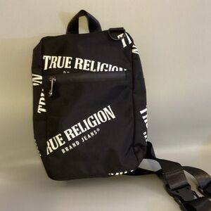 True Religion Black Backpack with White Accents
